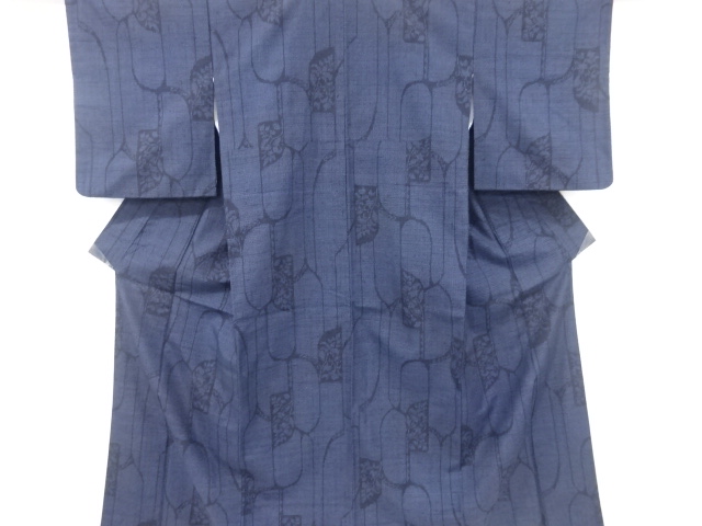 抽象花模様織り出し本真綿結城紬80亀甲着物